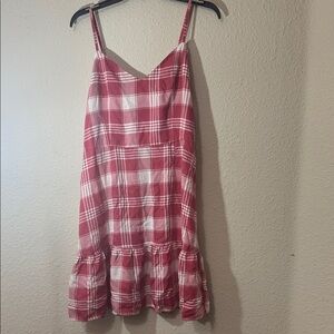 a.n.a Red and White Plaid Midi Dress